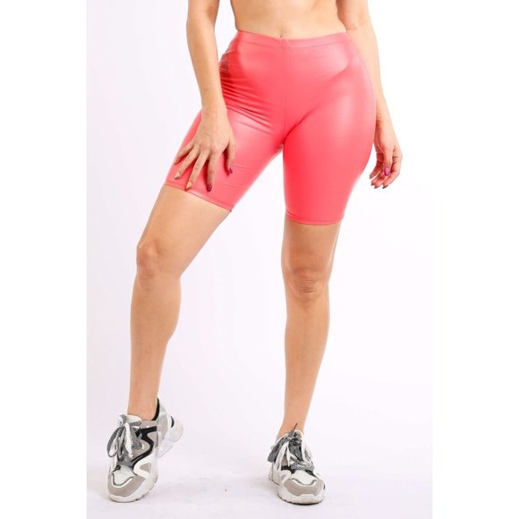 Women's Sexy Satin PU Elastic Waist Solid Biker Shorts Gym Home Daily Multicolor - Picture 9 of 9